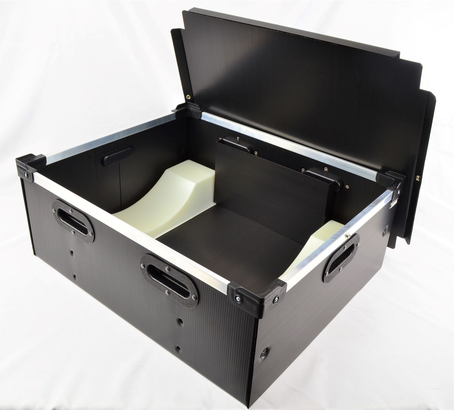 Durastat tote with FOD free static dissipative insert to hold unit in handling process 